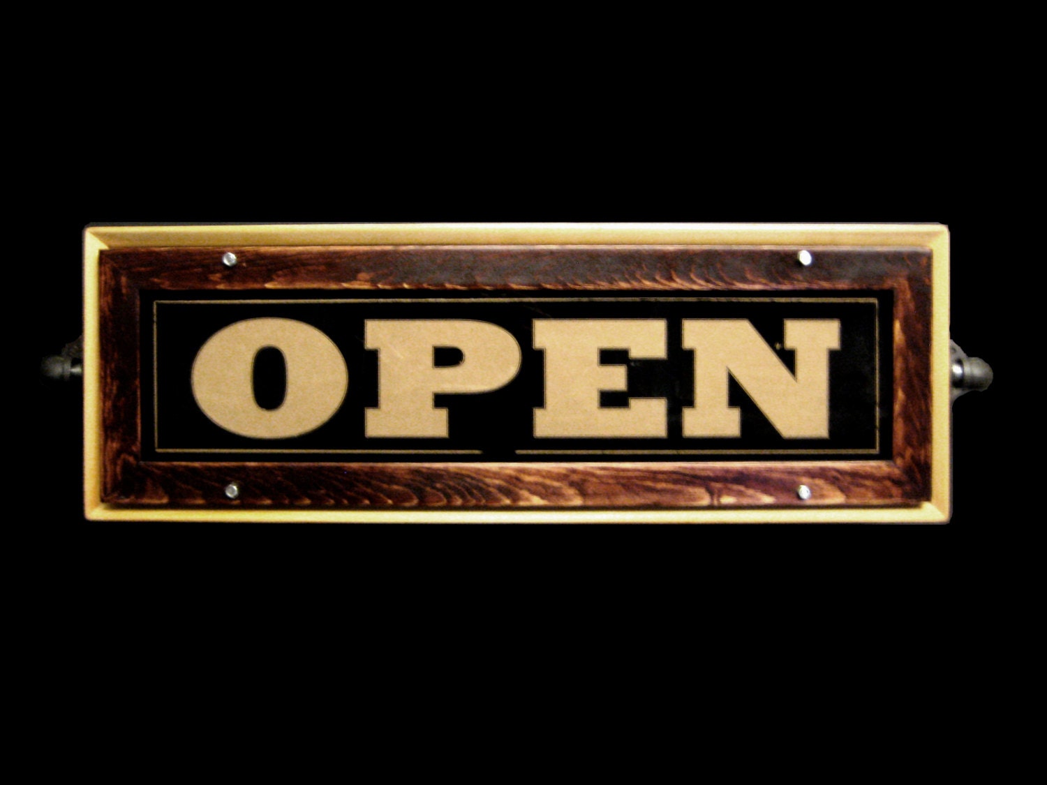 Custom Handmade Wood and Neon OPEN Sign - Wall Mount