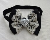 Infant Lace Bow Headband, Newborn headband, toddler headband rose headband photo prop