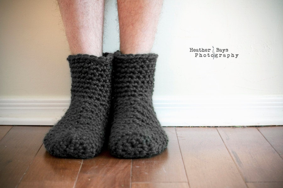Crocheted Slippers. Comfy Chunky Socks for Men and Women. Made to Order.