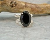 Black Acrylic Cocktail Ring, Stretch Band Ring, Handmade Ring, Pink Stretch Band Ring, Womens Ring