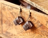 Brown Mini Leather Journal Earrings - Handmade Book Jewelry