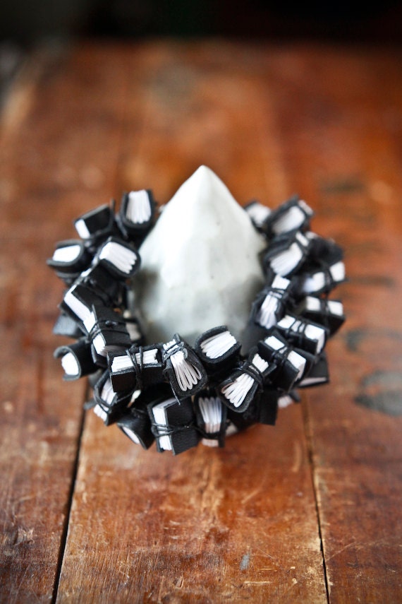 Mini Leather Journal Bracelet - Statement Jewelry - Handmade Mini Book Jewelry