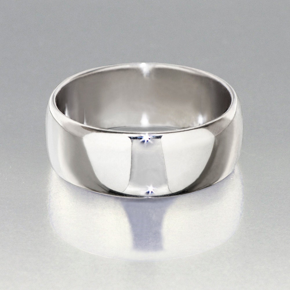 CLASSIC wedding ring, 14K white gold wedding band, 7mm Wide Wedding ring,  Womens Mens wedding band, custom fine jewelry