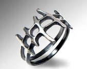 20% off SALE Ends May 23- SAMURAI Mens Sterling Silver Ring,  Unique Mens Ring, Large men black ring,  Contemporary Italian Jewelry