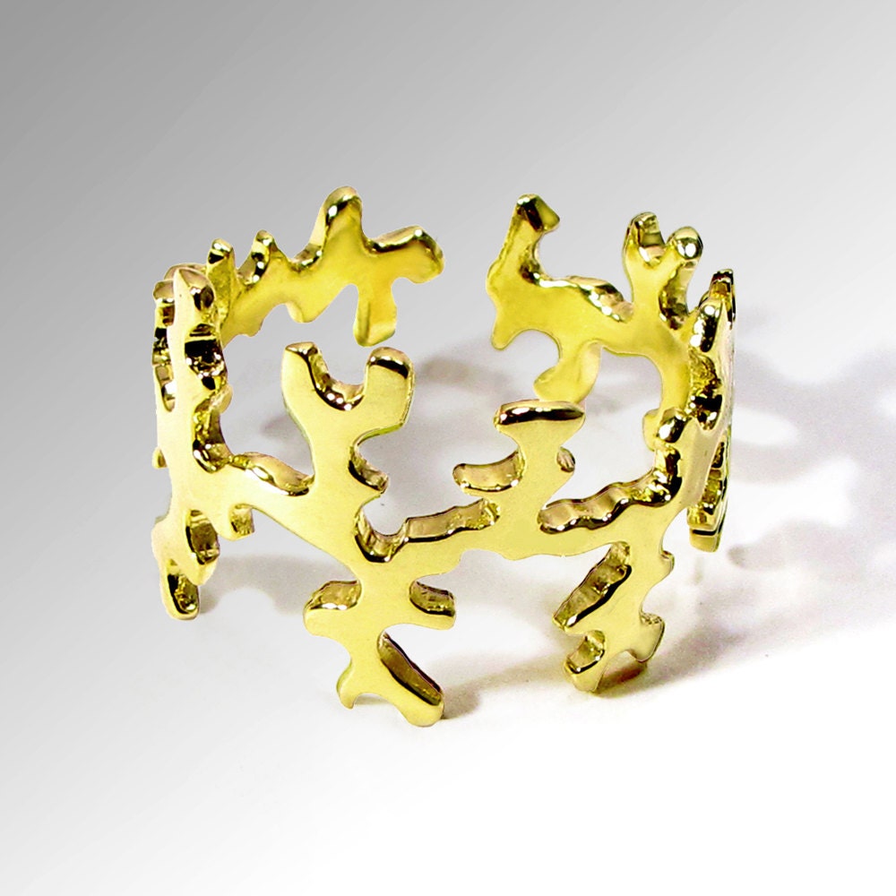 CORAL 18K Gold  Ring, Unique gold ring, designer gold ring, Adjustable Gold Ring,  Italian fine Jewelry