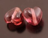 Handmade Lampwork Heart Beads Transparent Amethyst Purple Earring Pair Heather Behrendt BHV SRA LETeam