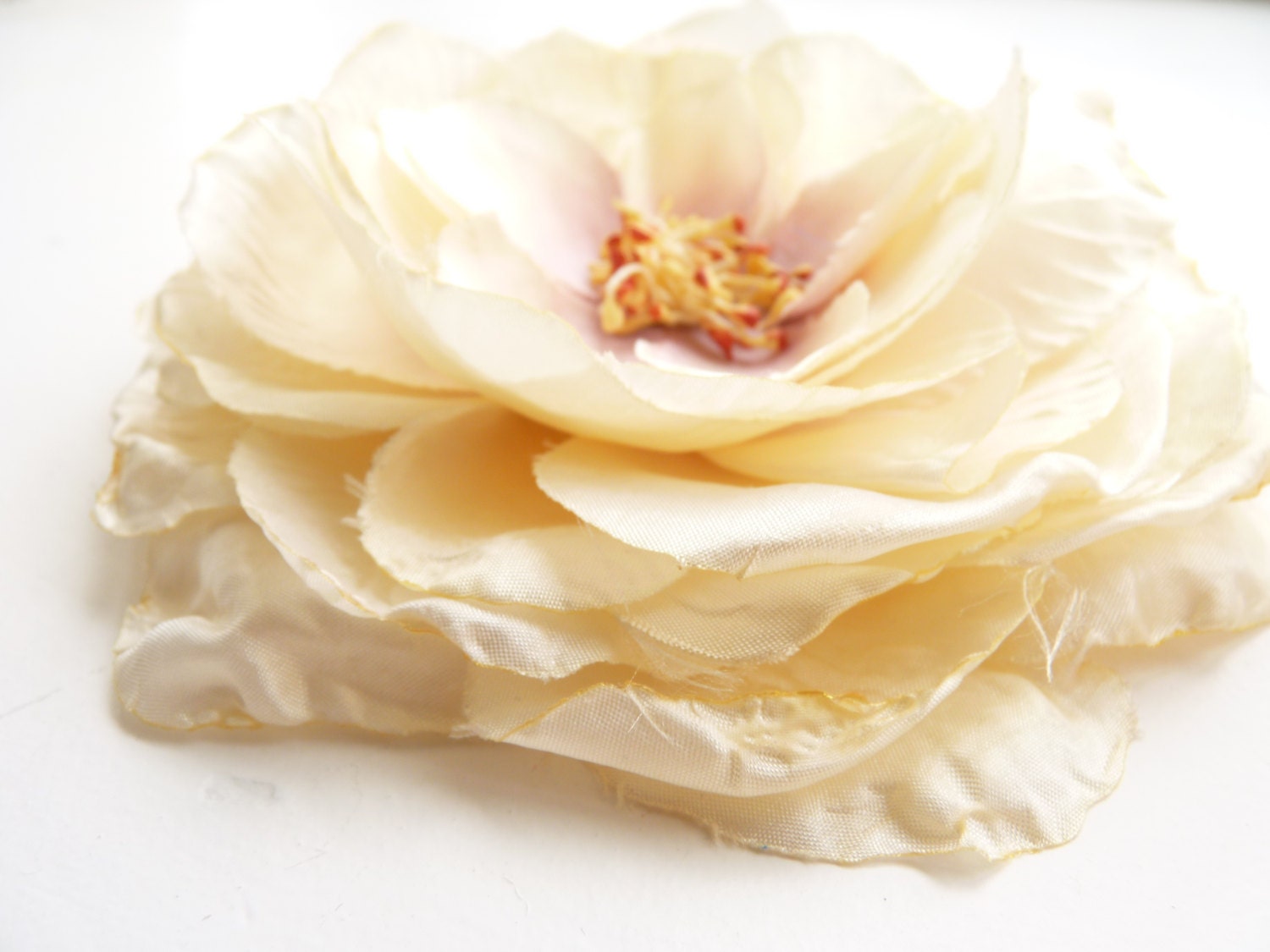 Flora - Bridal Hair Piece, Silk flower in Ivory color