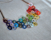 Rainbow Colors Crochet Bib Necklace.