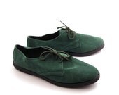 SALE Suede Leather Sneakers Vintage 1980s Shoes Green Women's size 9