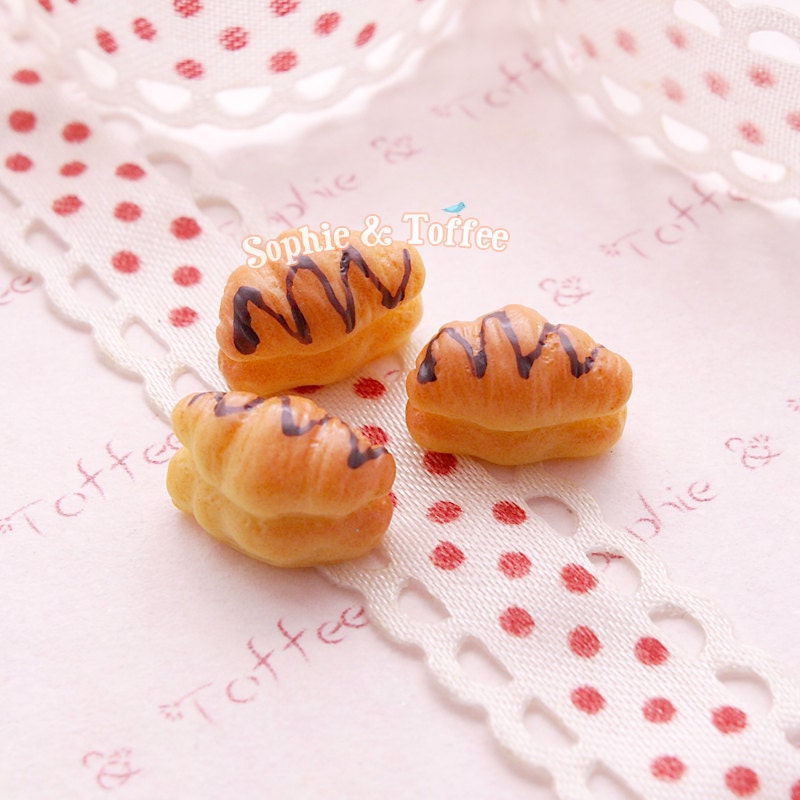 Chocolate Bread Miniature Decoden Kawaii Cabochon Set of 8pcs