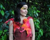 Felted Melted Wild Flames of Fire Fairy Pixie Vest Bolero OOAK
