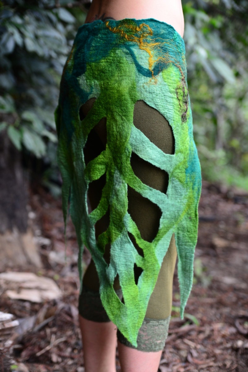 Felt Rainforest Leaf Woodnymph Fairy Belt Skirt OOAK