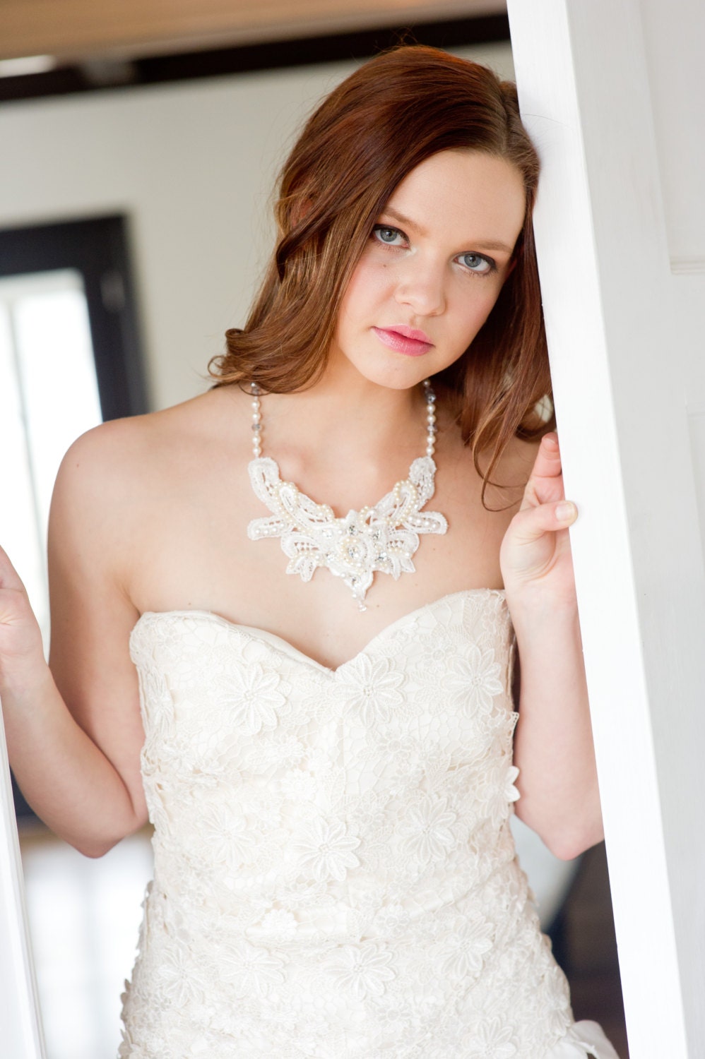 The Annaleise Crystal Encrusted Lace Statement Necklace