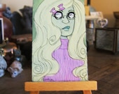 Mini Painting- CONTEMPORARY CUTIES Lilith Marie 2 x 3.5 in Gouache
