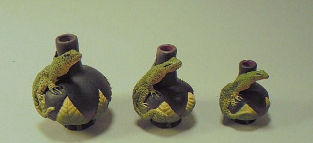 Three Minature Lizard Vessels