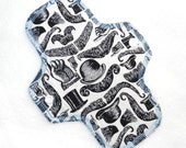 8 inch cotton pantyliner (cloth pad) by MotherMoonPads (Made with Mustache Fabric)