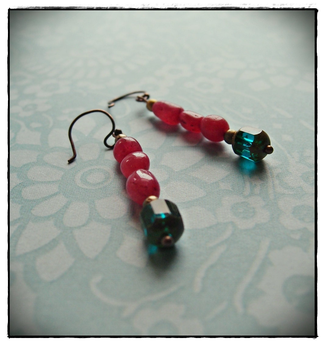 Rajina Aventurine and Czech Glass Earrings