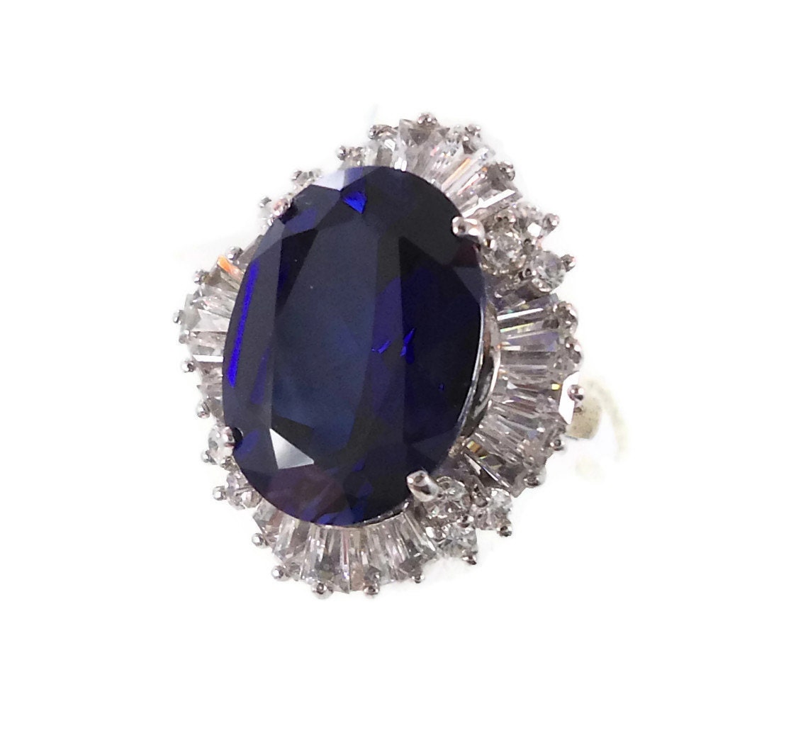 Jolie Gabor Ring - New Old Stock - Vintage Sterling Rhinestone Large  Statement Piece - Size 7 - InVintageHeaven