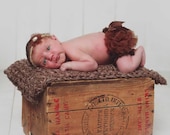 Brown Diaper Cover Newborn Baby Photography Props with Matching Headband in 0-3 Months - Newborn Photo Props, Bloomers, Girl Props