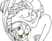 Water Baby Love digital stamp