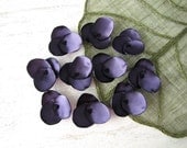 Hydrangea Blossoms-Handmade satin sew on flower appliques (10 pcs)- EGGPLANT PURPLE