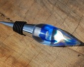Handturned Sky Blue Polyresin Wine Bottle Stopper