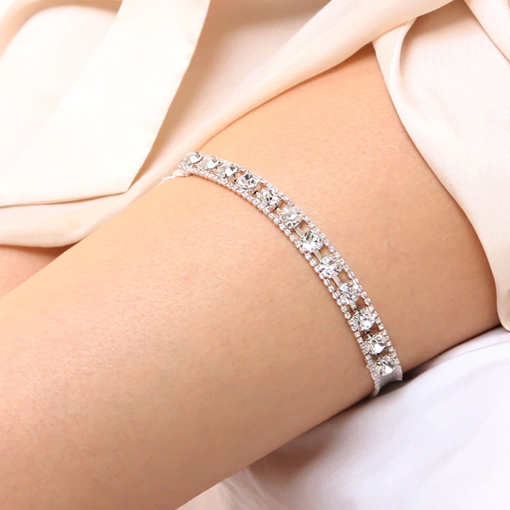 Crystal bridal garter - wedding garter, chain garter, swarovski garter
