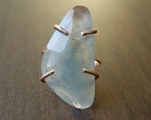 Moss Aquamarine Ring ,OOAK, 14k Gold