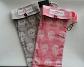 Epi Pen Carrier with Clip (1)  Holds 2 Allergy Pens,  See-Through Pocket   4x8 You Choose Pink or Gray Skull Fabric