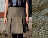 Gold Mini Skirt with Pleats, Metallic Aline Skirt
