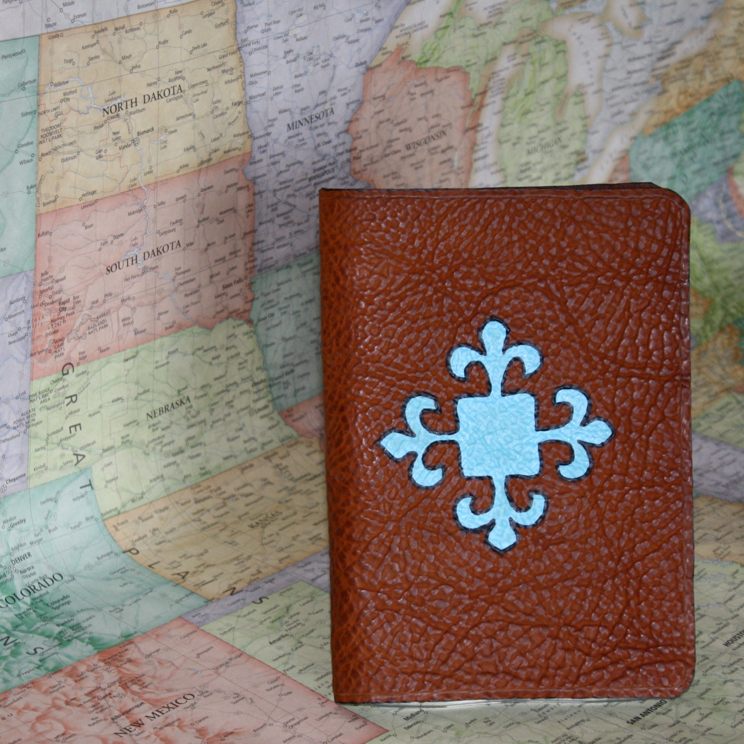 iPad Mini Case ... Handpainted Leather Blue