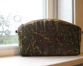 Olive Green Bag Brass Zipper Pouch Wallet or Small Purse Burgundy OOAK