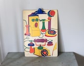 vintage 1970s HUGE Clip Board / Pop Art graphic Message Board