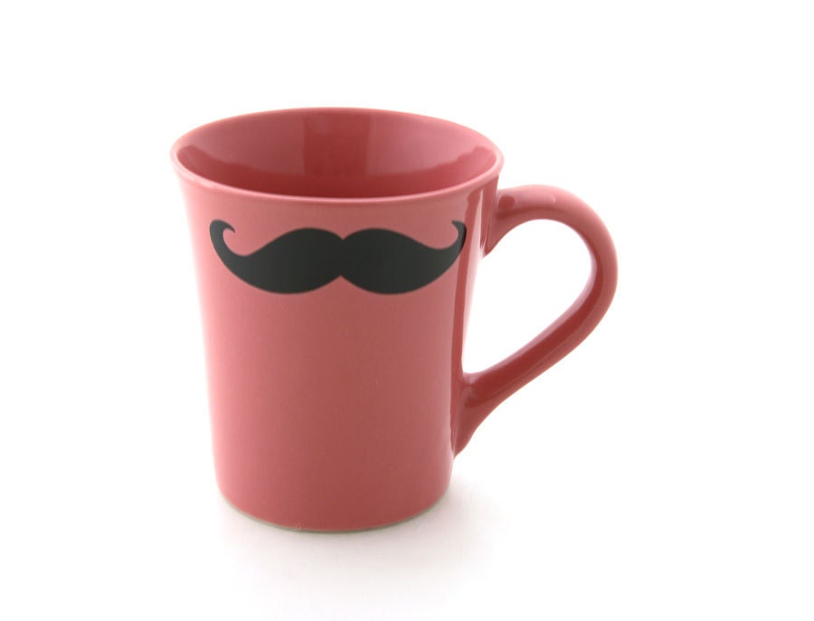 Mustache mug  Moustache Mug Pink Double Sided Kiln Fired
