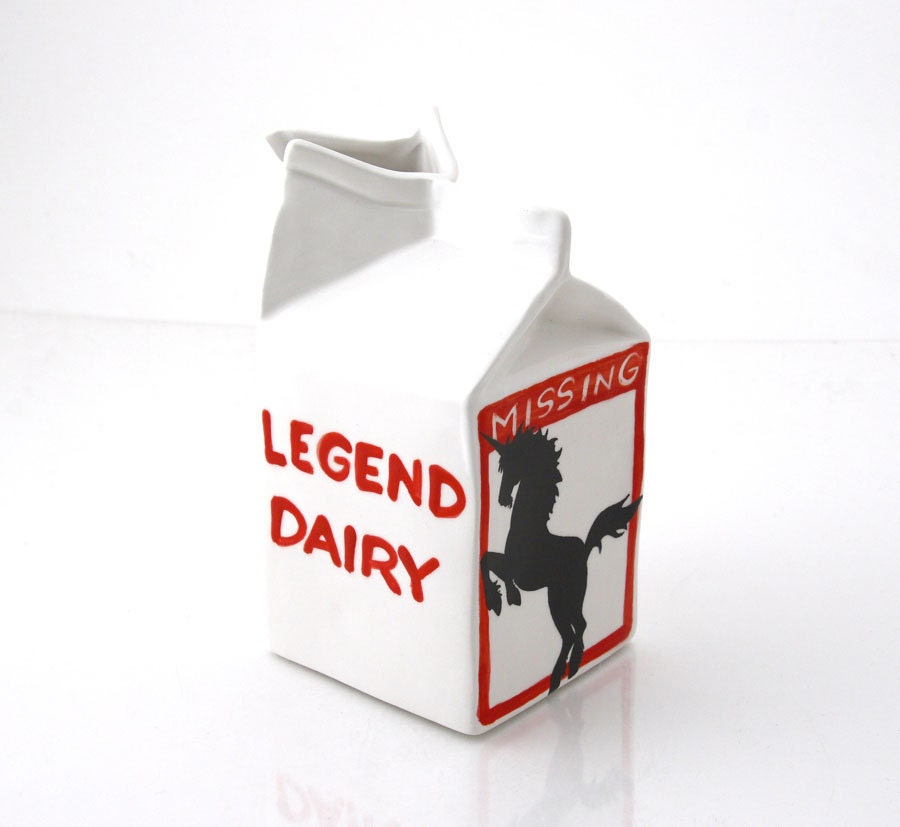 Unicorn creamer milk pitcher, legend dairy milk carton