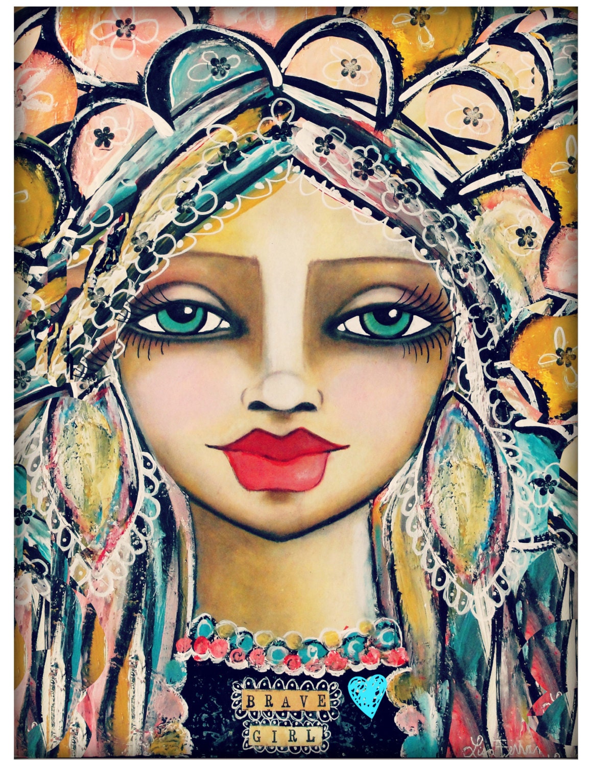Brave Girl  Fine Art Print Mixed Media