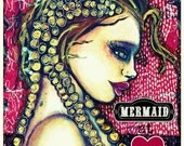 Mermaid at Heart print of mixed media fine art painting by Lisa Ferrante