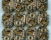 1/2" x 3/4"...  16 identical STRIPED vintage rectangular watch movements... 16-3 Jan