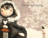 Poster Print Game of Thrones Jon Snow and Ghost -Winter is Coming