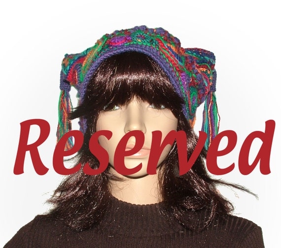 RESERVED OOAK Beanie Jester Hat Freeform Crochet Multicolor