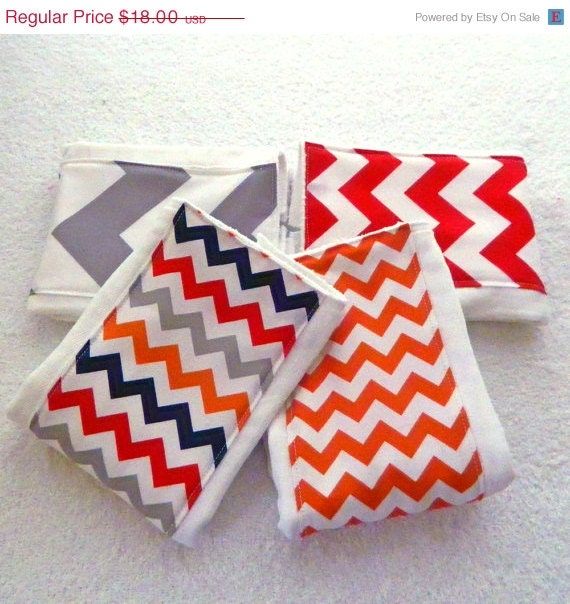 SALE Baby Burp Cloths - Chevron- Set of 4 - Your Choice
