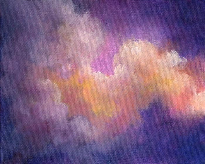 Healing Light, Healing Art, Original Celestial Skyscape Landscape  Oil Painting by Marina Petro