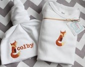 Sly Fox Gift Set - One Piece Diaper Shirt and Personalized Knot Hat