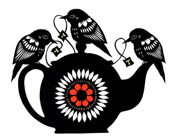 Making Tea For Three - Cut Paper Art Print