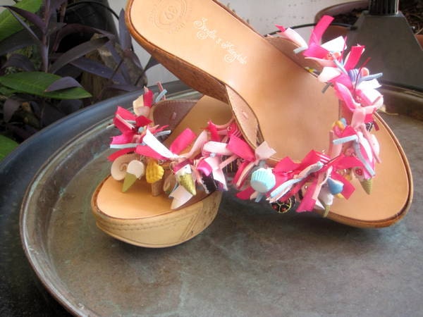 NEW - Sweet Candy- High heeled Leather sandals - Wedges