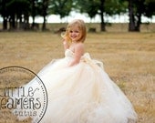 Ivory Champagne Flower Girl Dress with Detachable Train