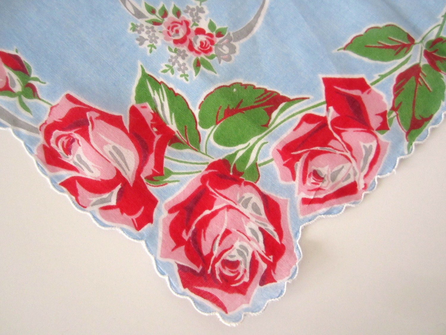 Vintage Roses Hankie Handkerchief