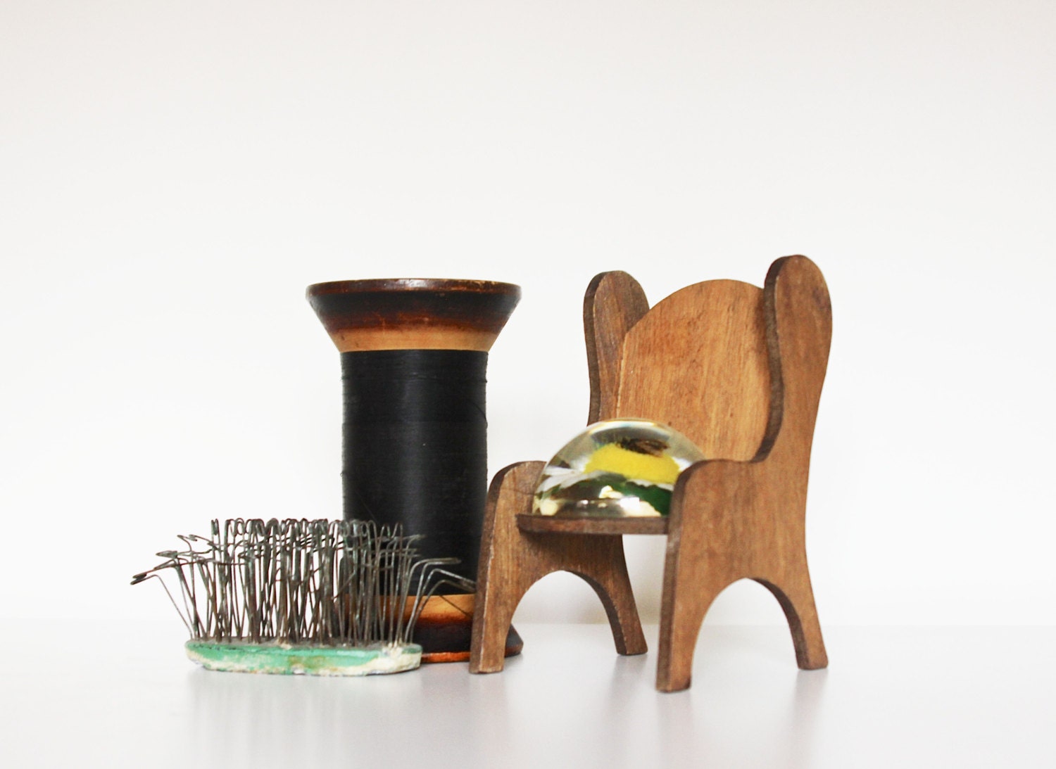 Captured Bee - Vintage Resin - Home Decor - Bee - Flower - Garden - Wood - Chair - Yellow - Green