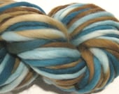 Thick N Thin Handspun Yarn Beachcomber 60 yds teal blue brown yarn waldorf doll hair knnitting supplies crochet supplies