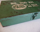 Vintage Metal Box Green Marson Klik Fast No 200 Kit HP2 Riveter and Rivets Box Metal Container Storage Unique Industrial